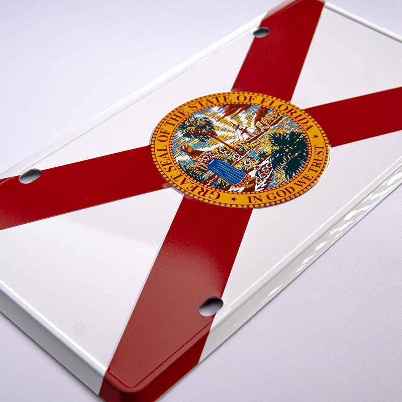 Pickwicks Florida State Flag License Plate – Embossed HD Aluminum – Sunshine State Pride – Decorative Car Tag – 6”x12” Novelty Metal Sign - Image 2
